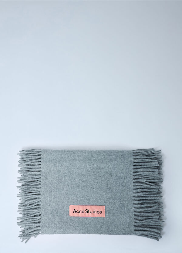 Acne Studios Fringe Wool Scarf Grey acn0162033